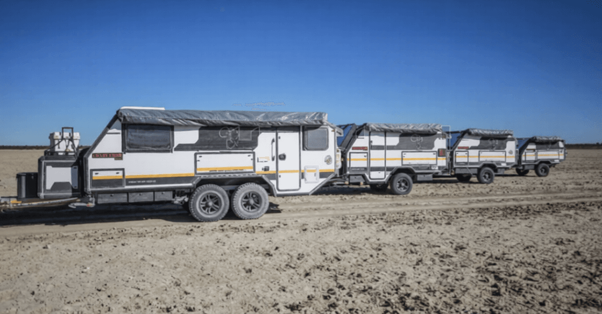 Caravan touring through the Australian outback